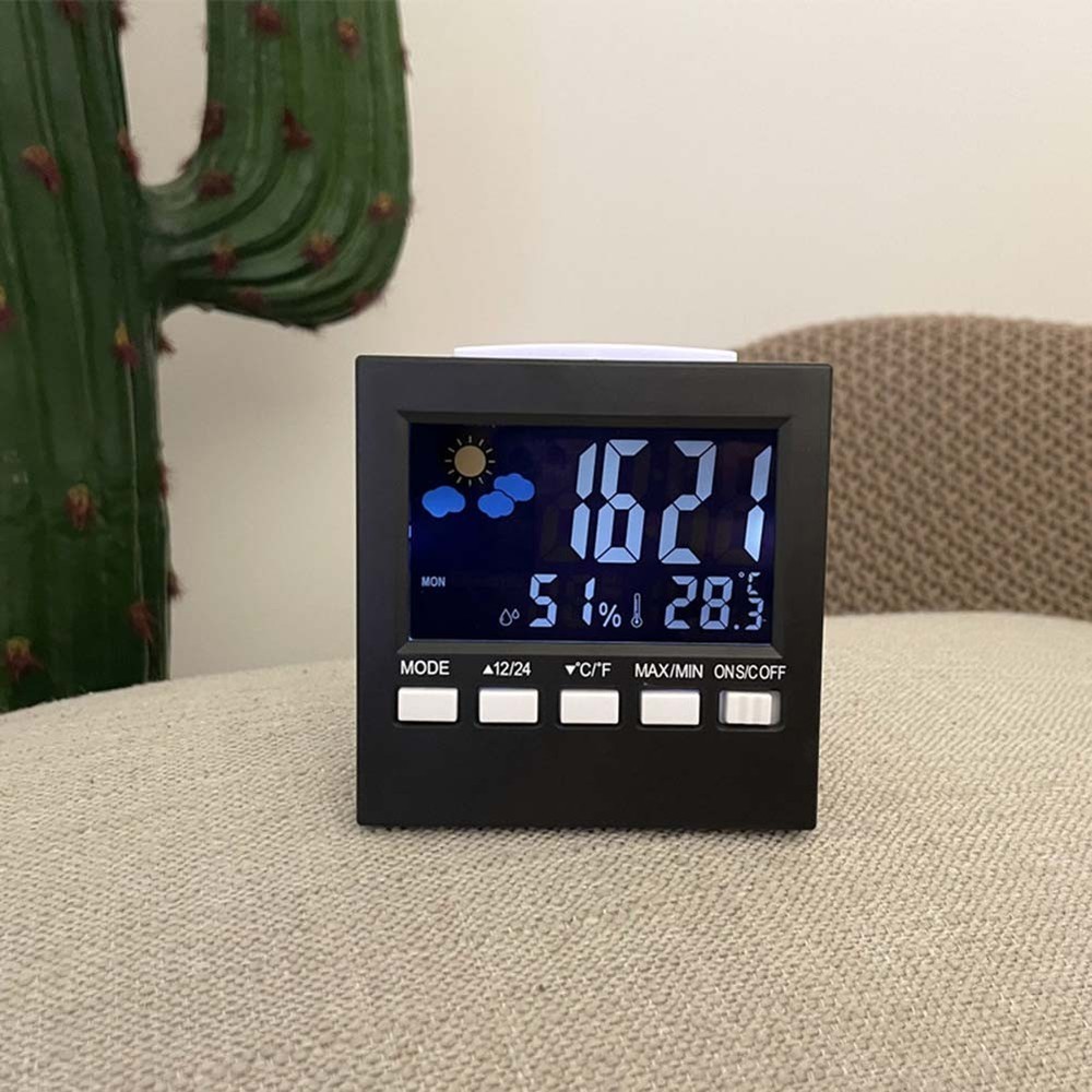 Voiceactivated Backlit Alarm Clock Hygrometer and Thermometer Function