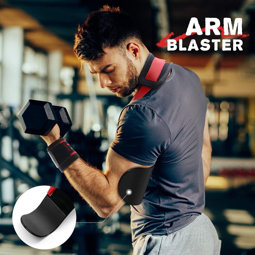 Arm Blaster with Wrist Wraps Adjustable Bicep Isolator Arm Curl Blaster