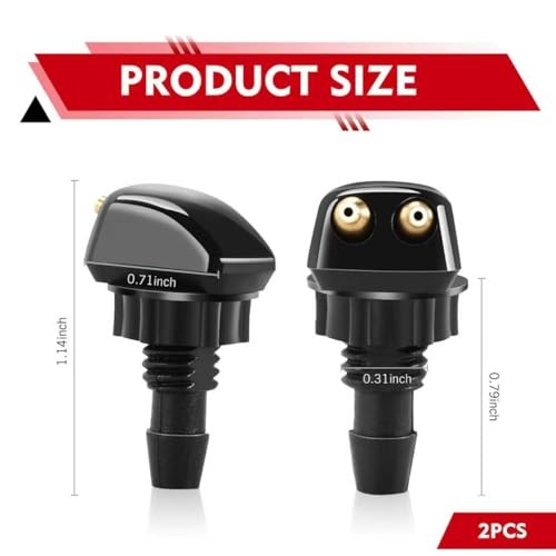 2PCS Windshield Washer Nozzle, Front Windshield 2 PCS #Straight Column Black