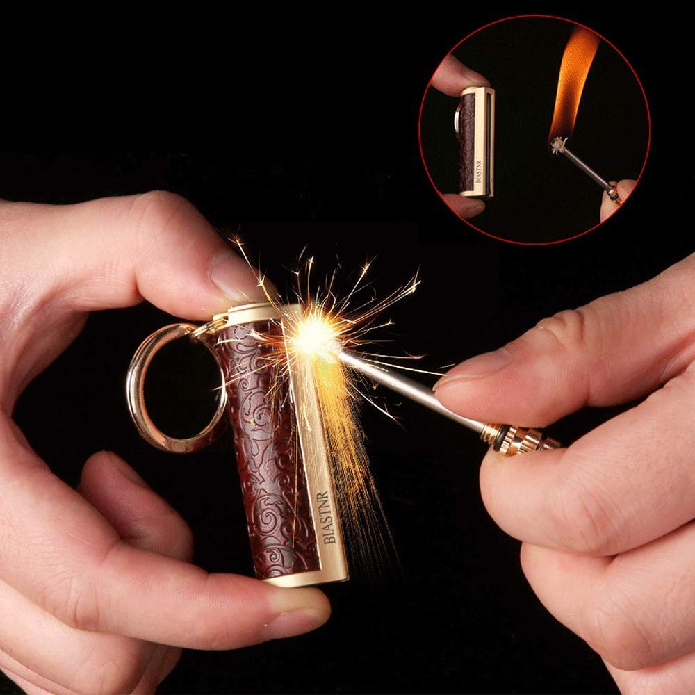 BIASTNR Permanent Match,Keychain Matchstick Fire Starter Medium, Dark Red