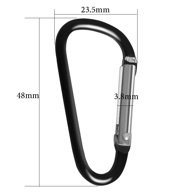 100x Mini Black Carabiners Spring Clip Hook Keychain Key D Ring Hiking Small