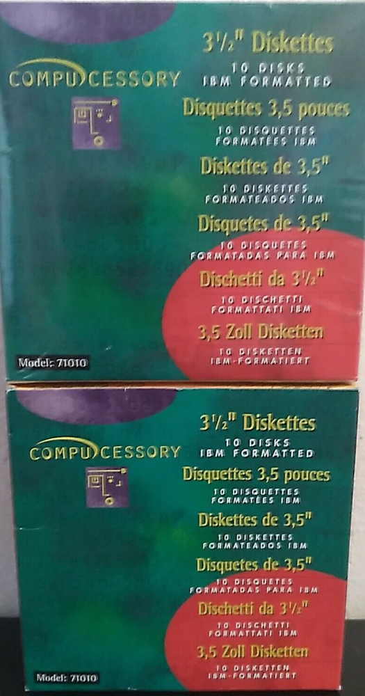 Compucessory 3 1/2" 1.44MB IBM Formatted Diskettes Floppy Disks 2 Boxes 20 Discs