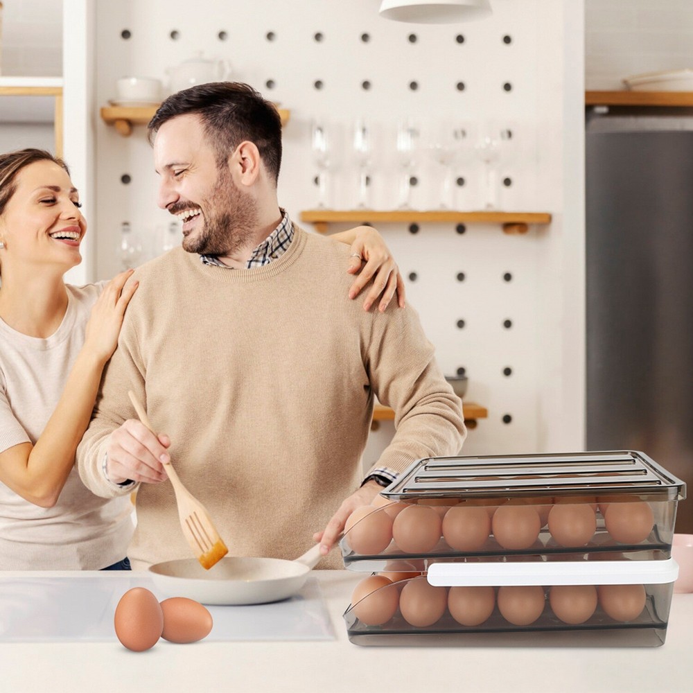 Auto Rolling Egg Holder Storage Box for Refrigerator Egg Tray Fridge Container
