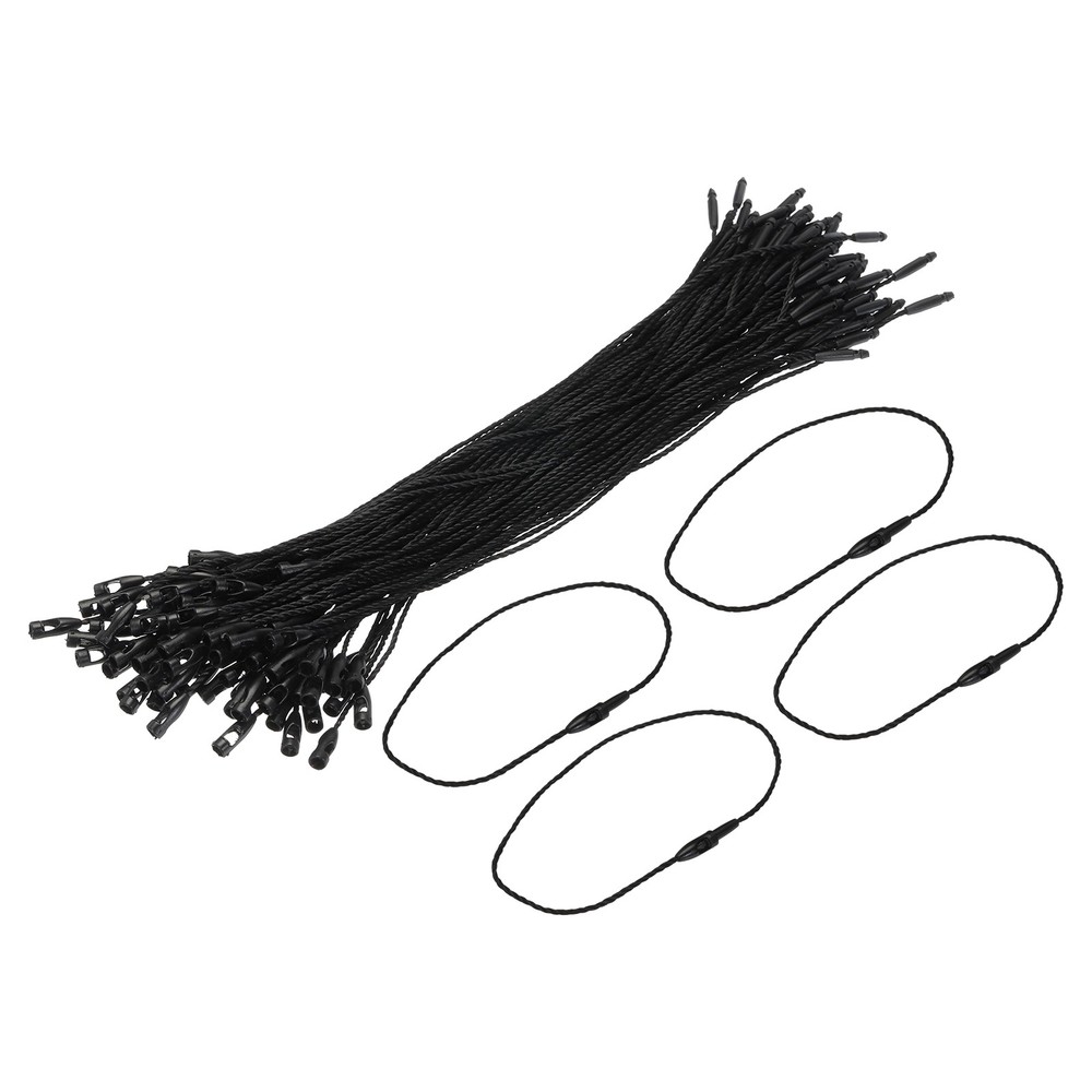 Polyester Rope Hang Tag String Snap Lock 190mm,1mm,200 Pcs,Black