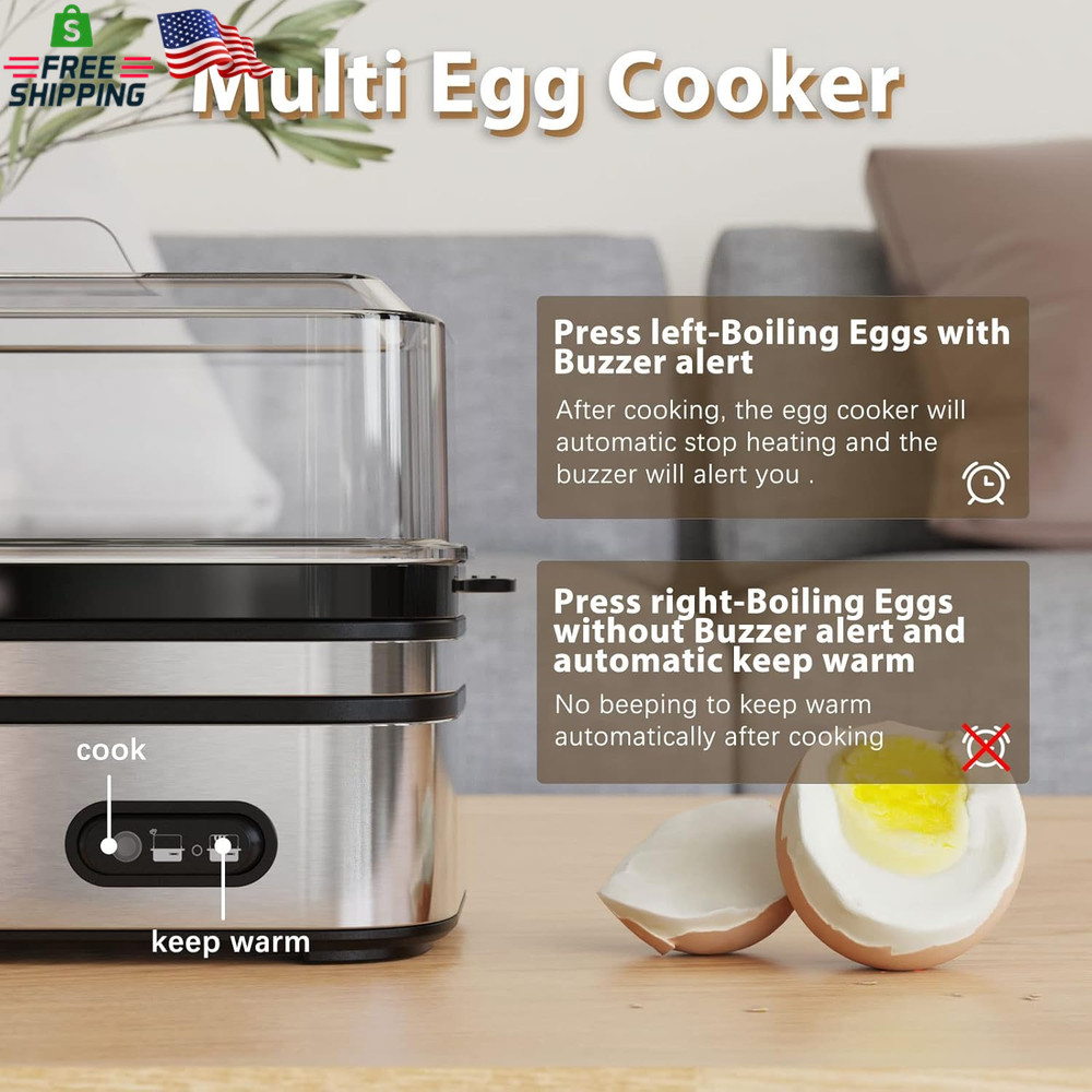 Evoloop Rapid Egg Cooker Electric 6 Eggs Capacity, Soft, Medium, Hard Boiled, Po