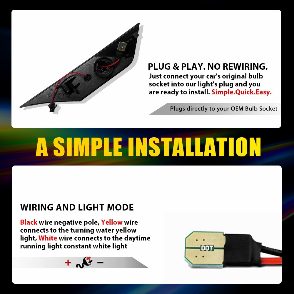 Smoked Sequential Signal LED Side Marker Lights For 16-21 Honda Civic 1-10Set