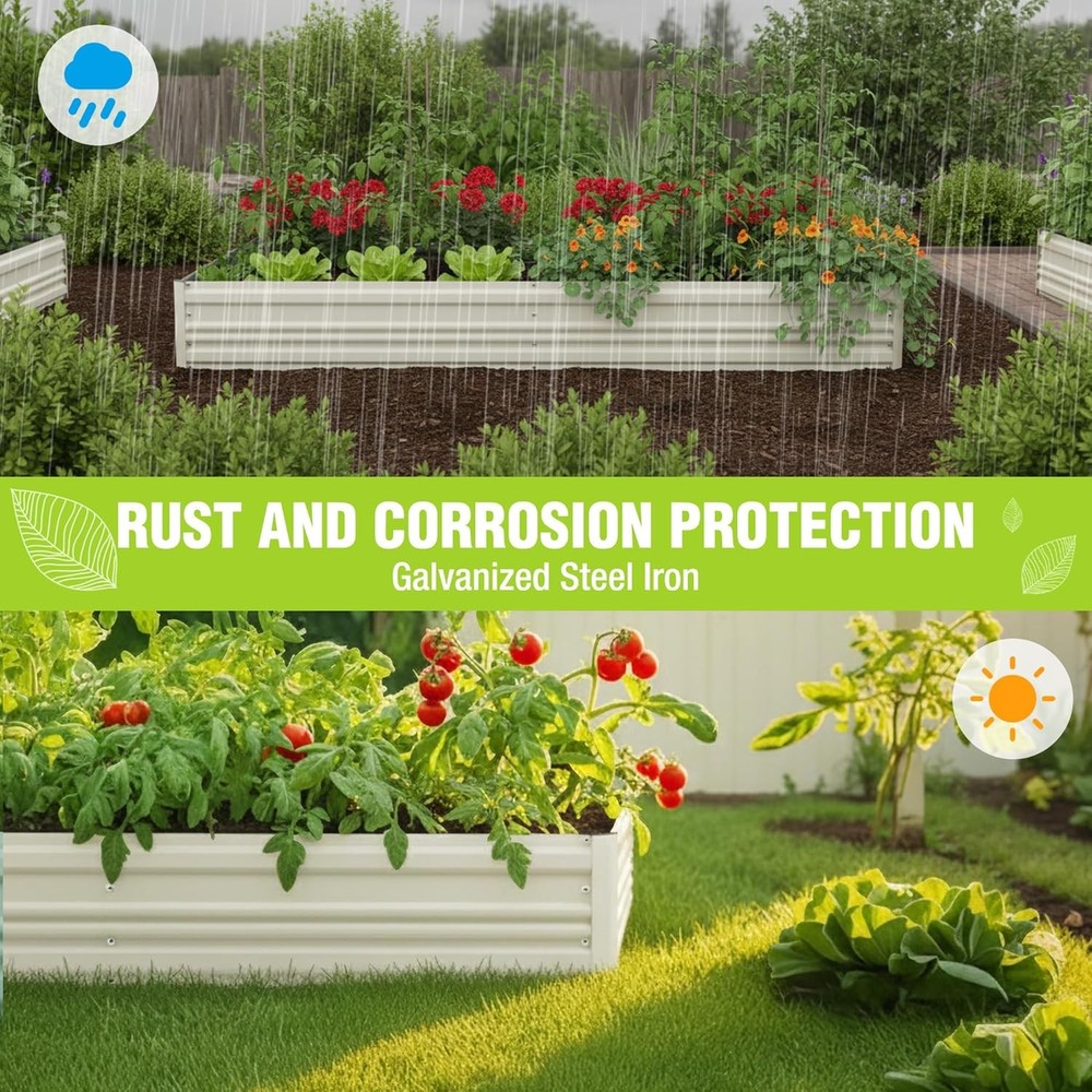 2PK 7.5x4x1 ft Galvanized Raised Garden Beds Rectangular Planter Box for Flowers