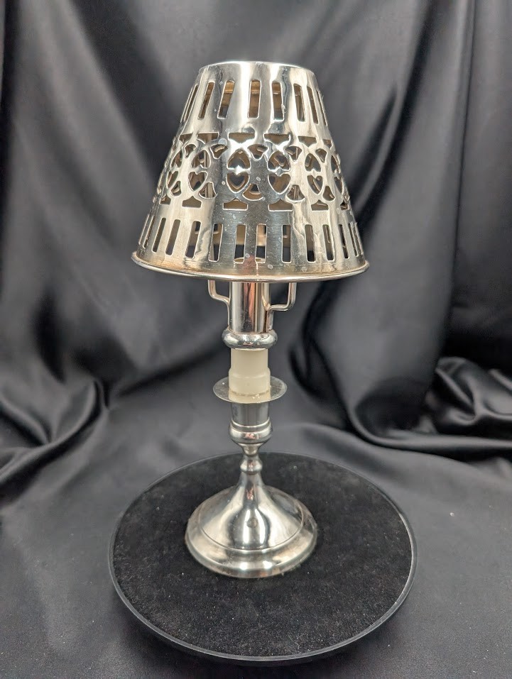 Chrome Candlestick Holder with Shade / Chasher