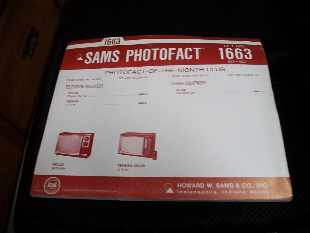 SAMS PHOTOFACT FOLDER SET NO. 1663