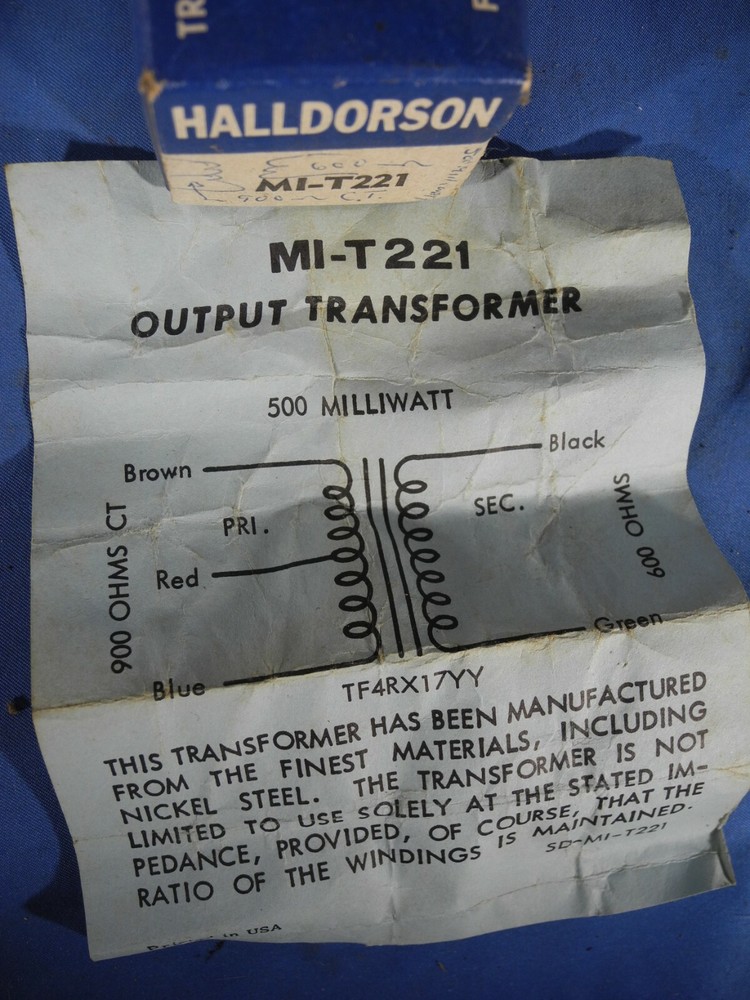 Halldorson NOS Output Transformer MI-T221