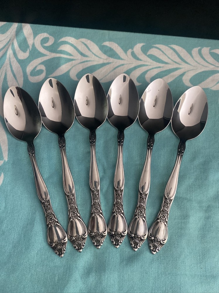 6 Oneida West Bend AFFECTION Stainless USA Glossy Teaspoons Flatware
