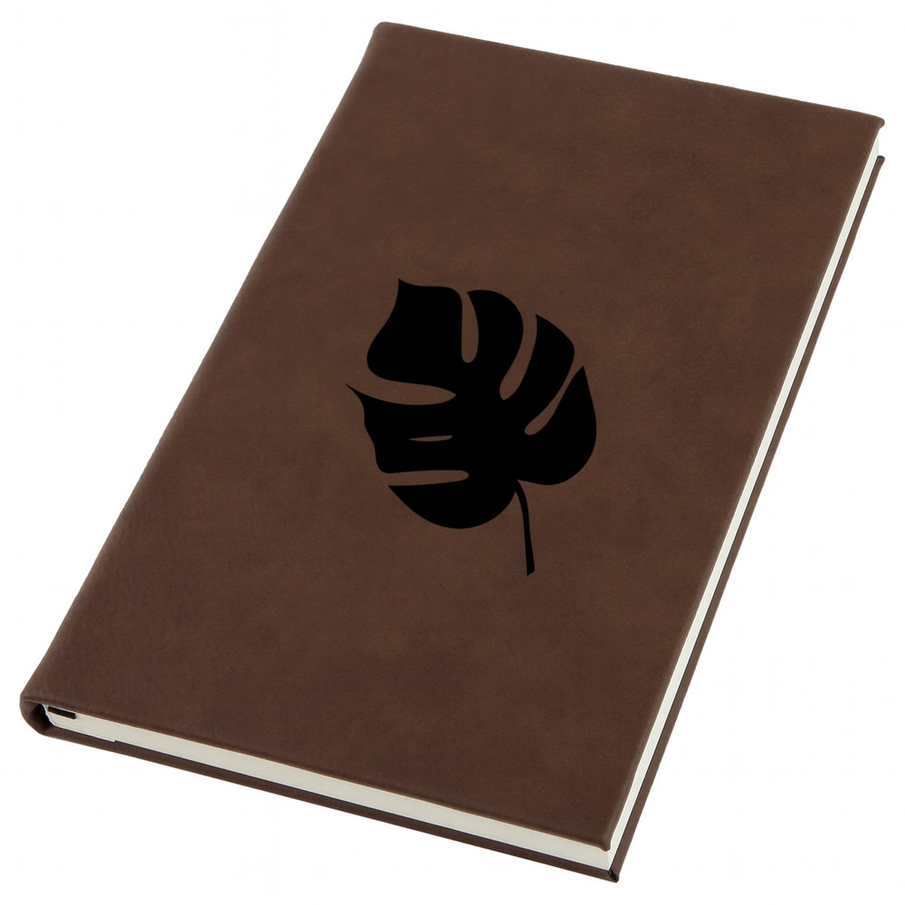 Monstera Leaf Engraved Leather Journal, Personal Planner with Lined Pages