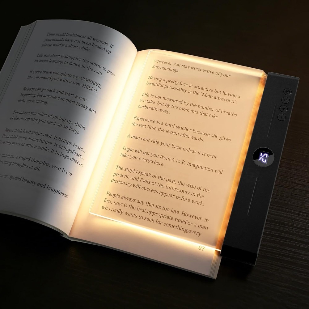 Book Light, Rechargeable Clear LED Flat Reading Light with 3 Colors Timer