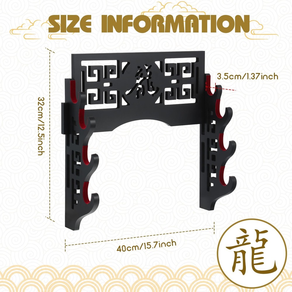 Katana Sword Wall Mount Holder Samurai Rack Black Display