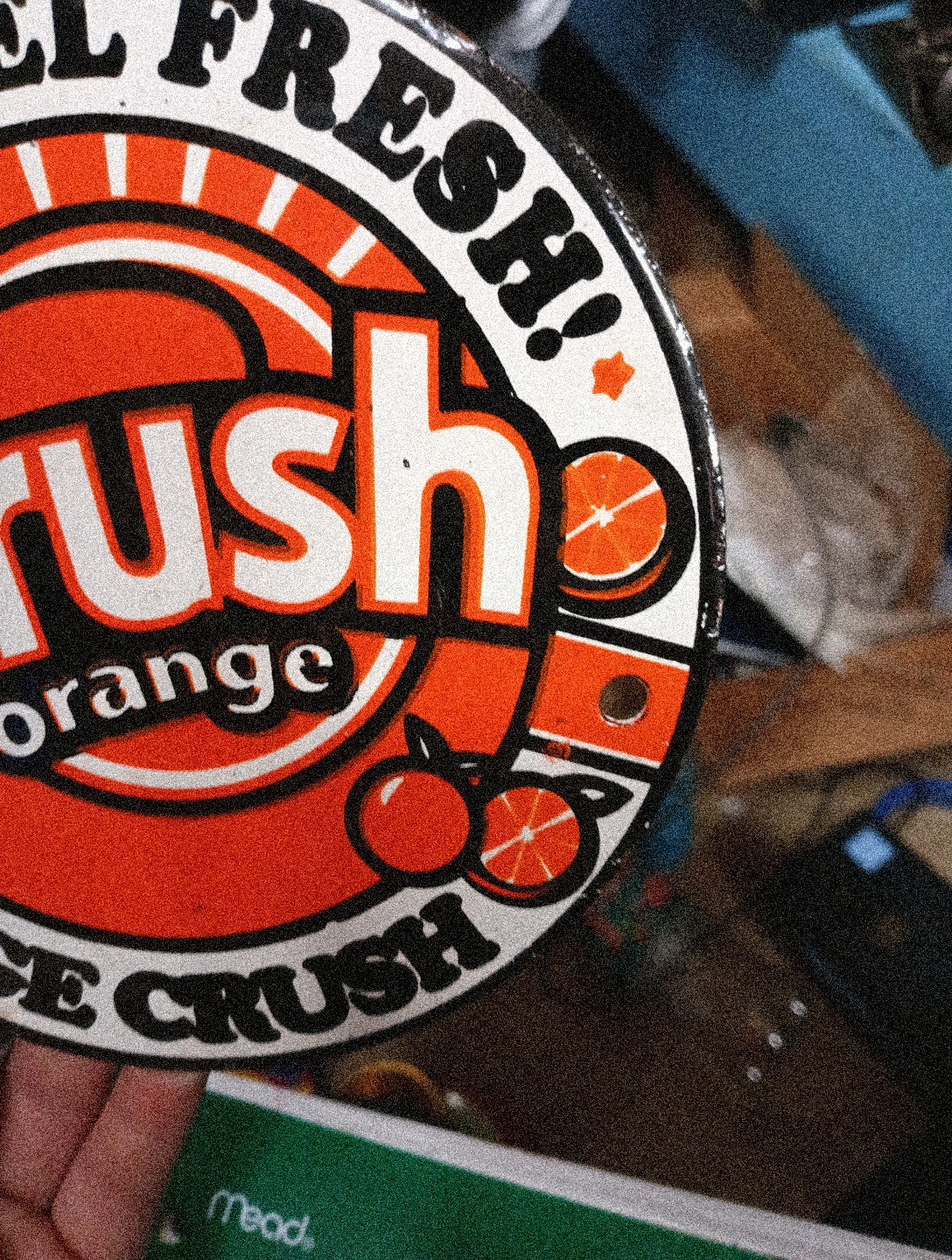 Round Porcelain Feel Fresh! Orange Crush Sign