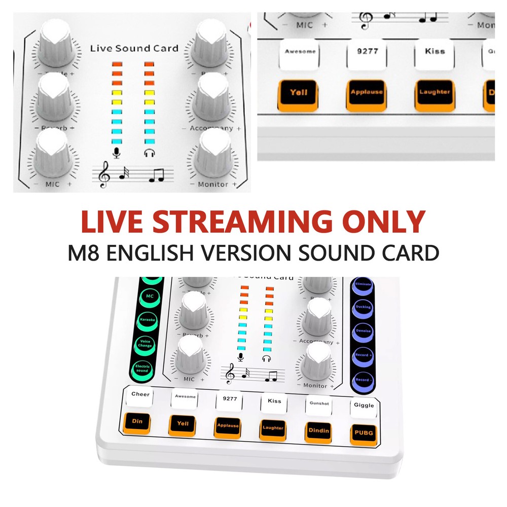 M8 Sound Card Live Streaming Interface External USB Live Broadcast Microphone