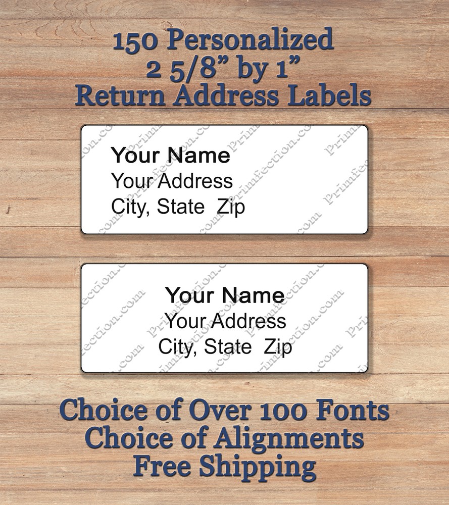 150 Plain Personalized Self Adhesive Printed to Order Return Address Labels