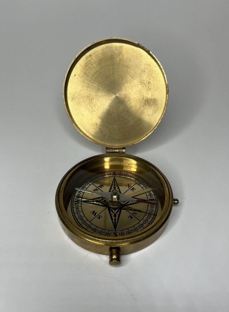 NAUTICAL 3” SOLID BRASS - HEAVY - DIRECTION COMPASS