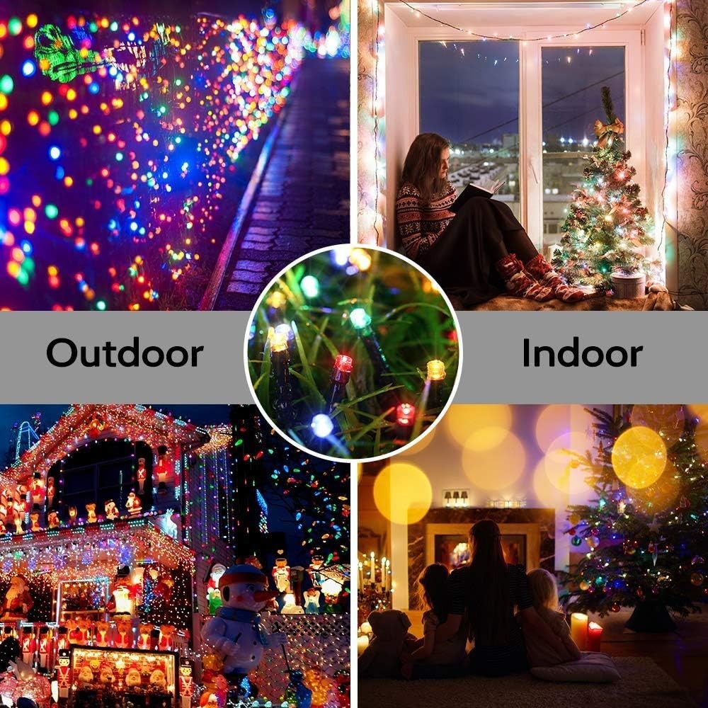 "Battery Christmas Lights 66Ft 200 LED Timer 8 Modes Waterproof String Lights "