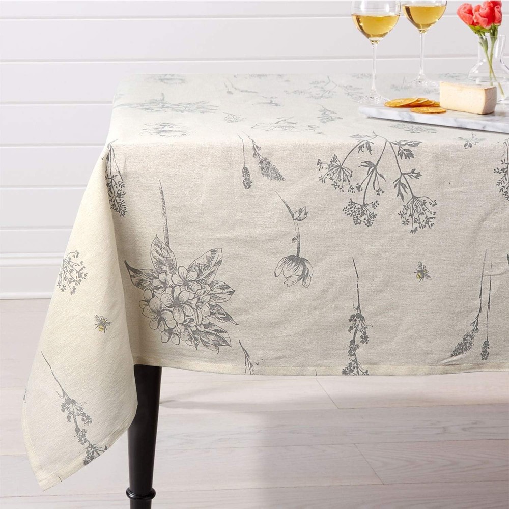 Spring Floral Bei Cotton Linen Rec Tablecloth Rustic