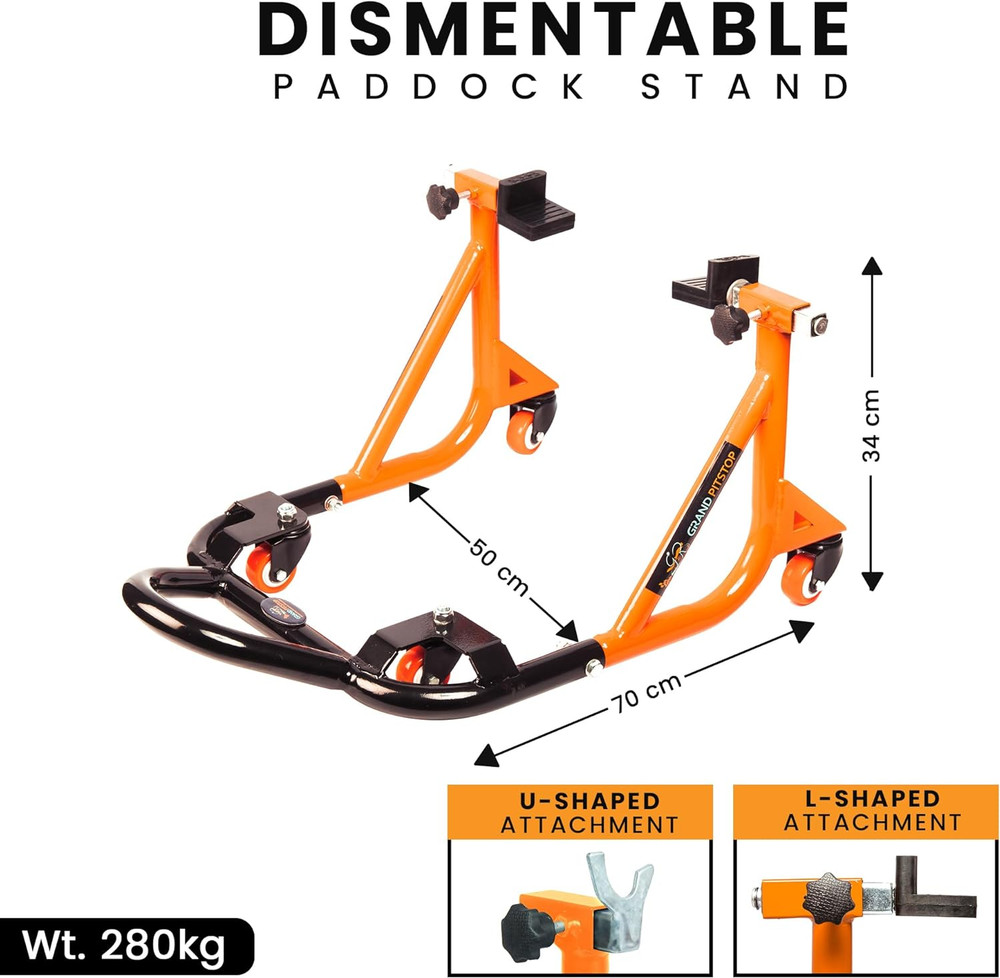 Universal Adjustable Rear Paddock Stand for Motorcycle with Swingarm Rest 360°
