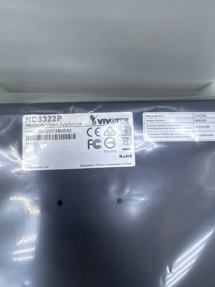 VIVOTEK ND8322P NETWORK VIDEO APPLIANCE