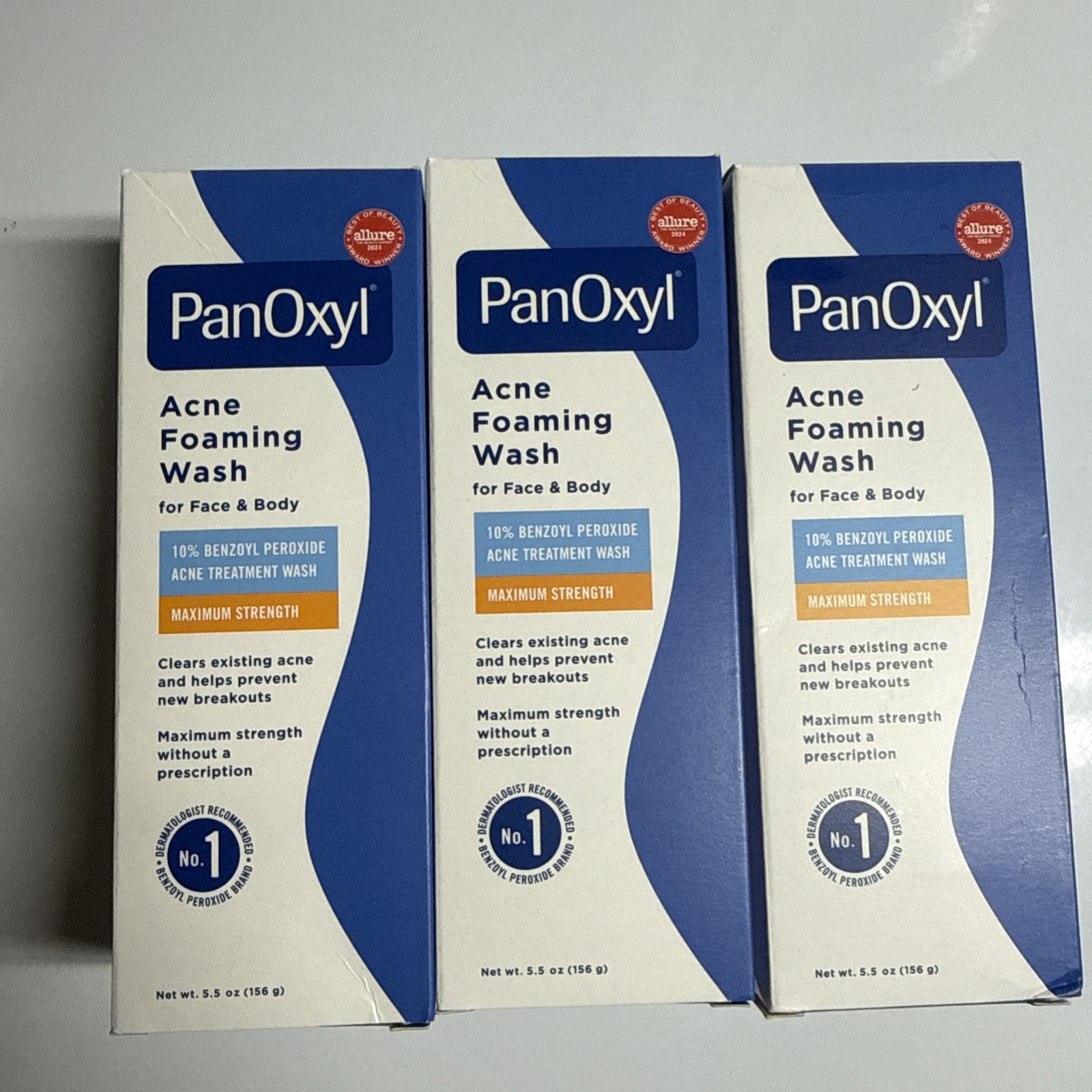 PanOxyl 10% Benzoyl Peroxide Acne Foaming Wash, 5.5 Ounce (Pack of 3)