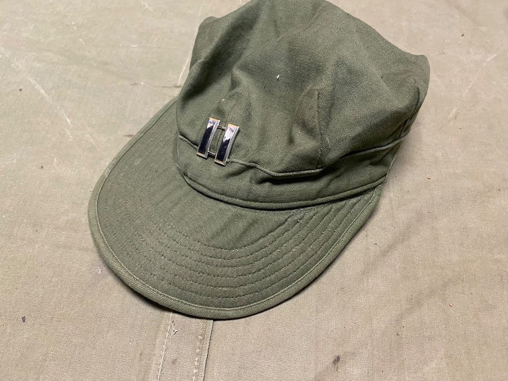 ORIGINAL WWII US ARMY INFANTRY COMBAT FIELD HBT FIELD CAP-MEDIUM 7