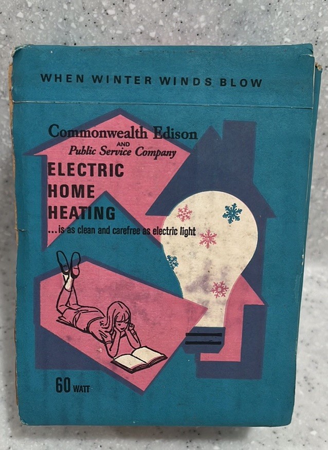 Vtg Commonwealth Edison 60 Watt Light Bulbs~50s/60s MCM Graphics~Prop/Use**READ*