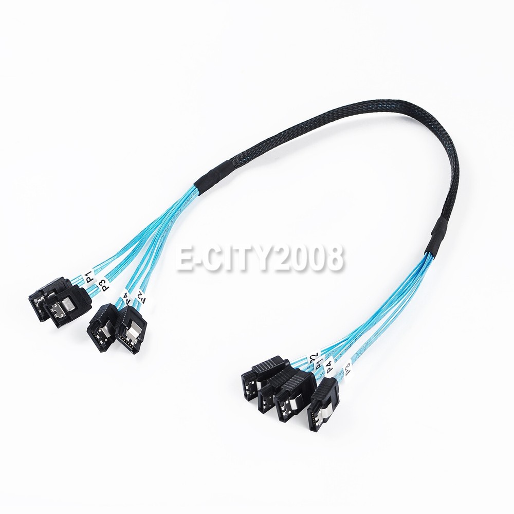 2Pcs 4 SATA 7pin to 4 SATA 7pin Target SSD Hard Disk Data Server Raid Cable 50CM