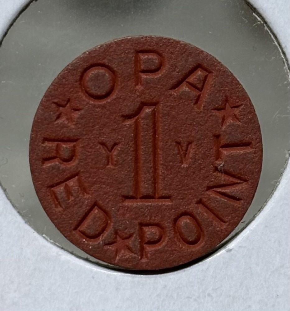 Opa Red Point YV WWII US Ration Token