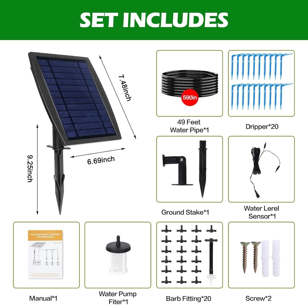 Solar Drip Irrigation Kit, Automatic Solar Drip Irrigation System for Plants