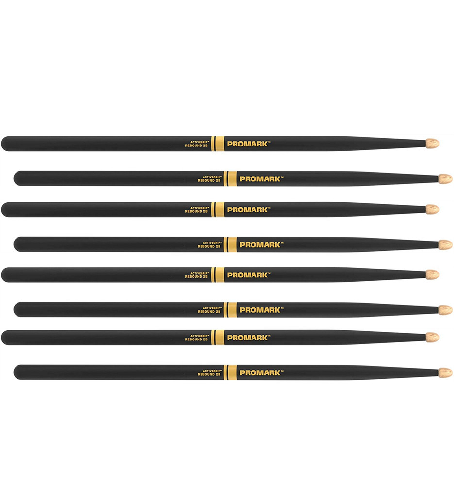 4 PACK Promark Rebound 2B ActiveGrip Acorn Tip Drumsticks
