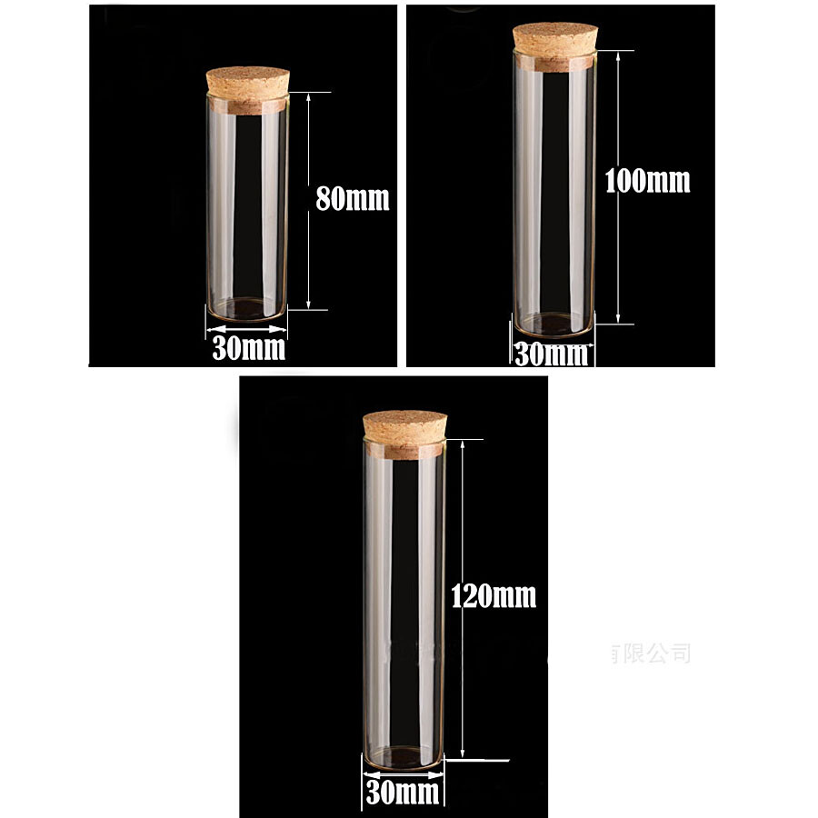 Wholesale 15-60ML Tiny Clear Glass Bottle Empty Transparent Cork Vials With Cork