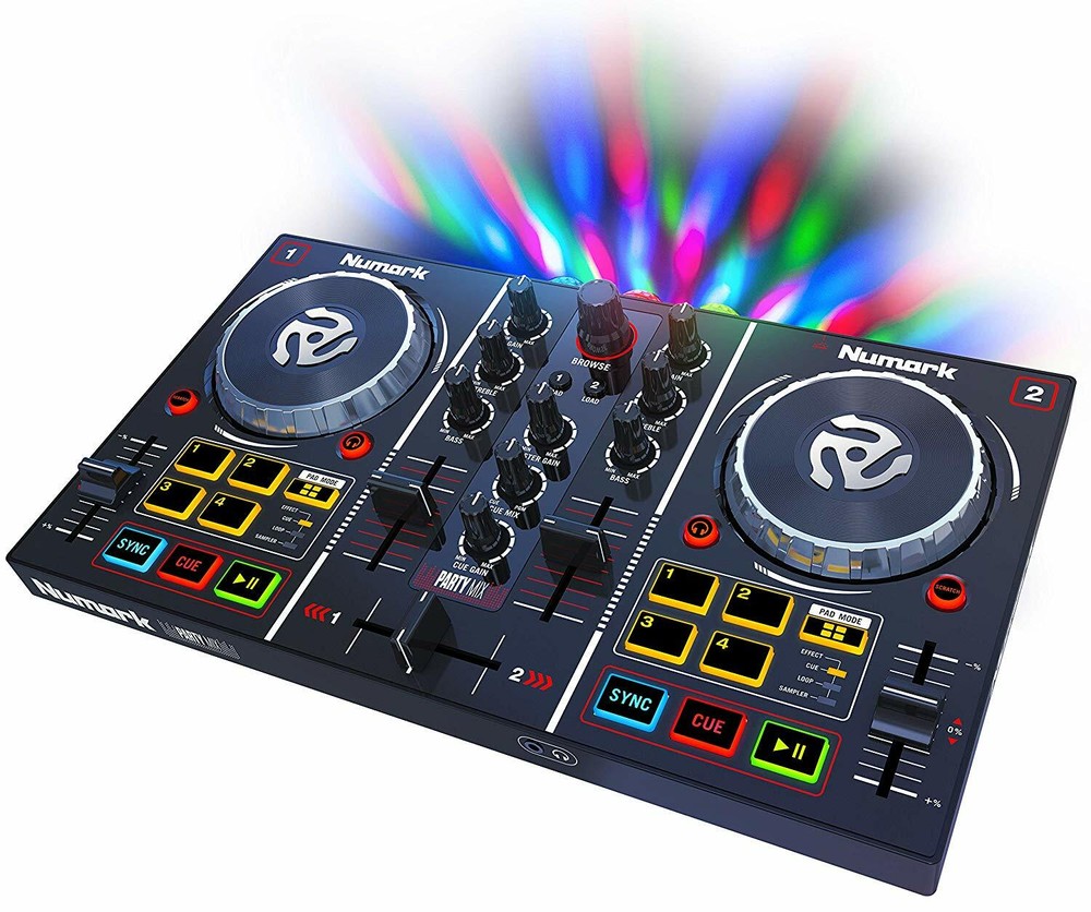 Numark Black mirror ball with 2 deck DJ controller Add Virtual DJ LE Software