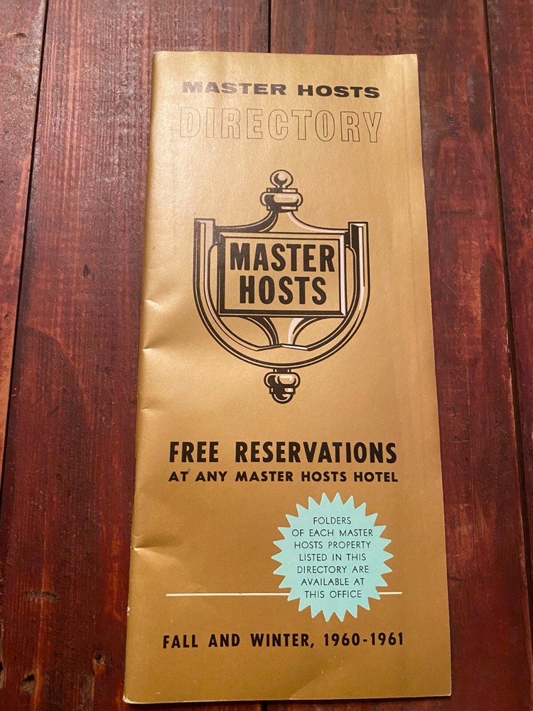 Vintage 1960-61 Master Hosts Hotel Directory