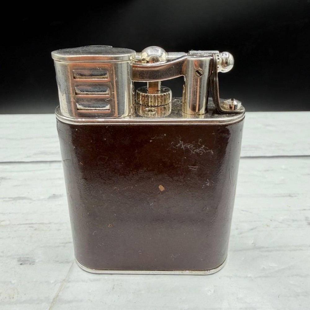 Working Dunhill unique hammer lighter bordeaux silver without box