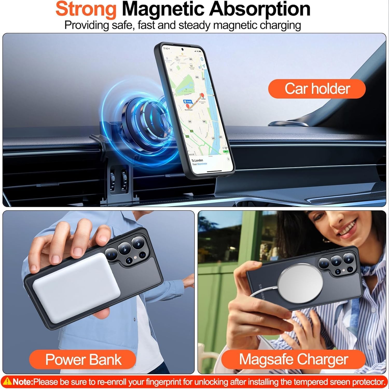 For Samsung Galaxy S26 Ultra Case S26 S25 Plus Phone Cover Mag Safe+Screen Glass