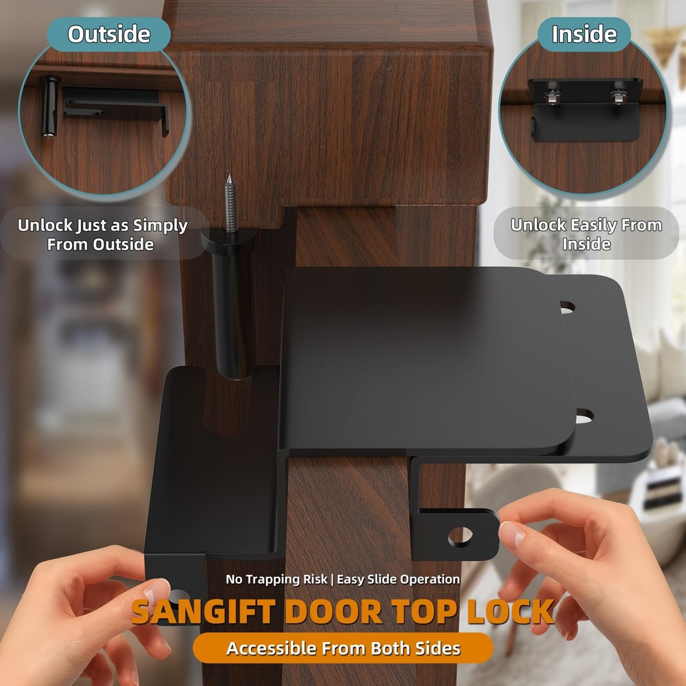 Adjustable Child Proof Door Top Lock with Ergonomic Grip, 2MM Thick Solid Ste...