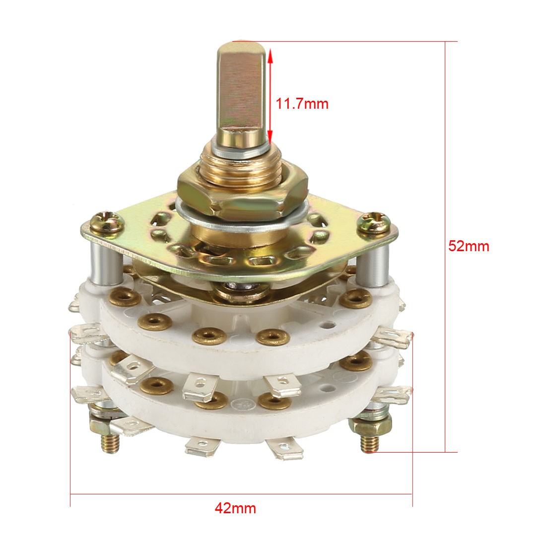 4P4T 4 Pole 4 Position 2 Deck Band Channel Rotary Switch Selector w Knob