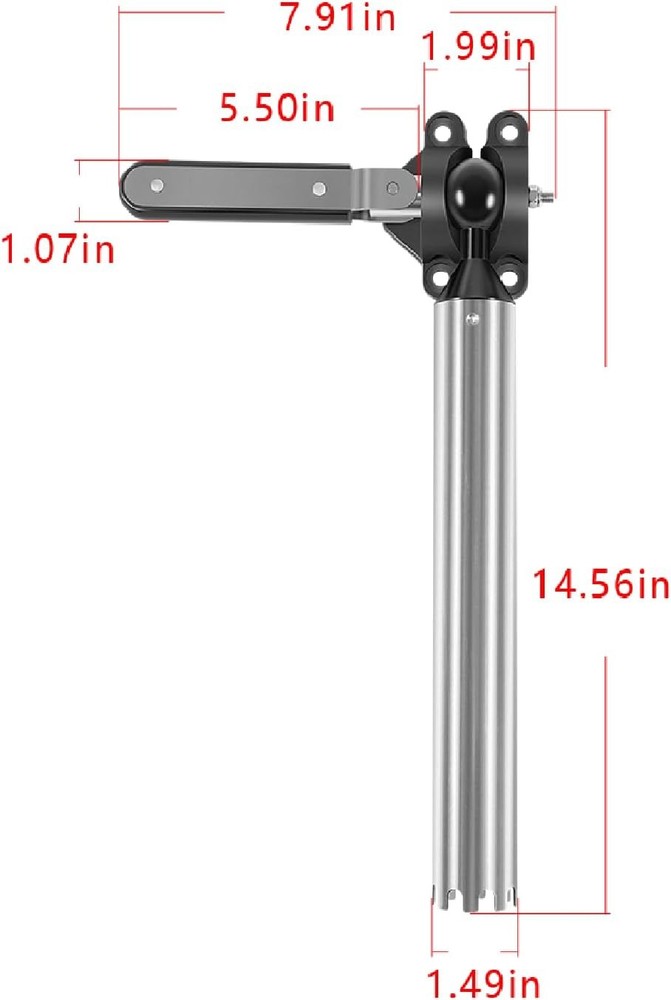 T10-355 Adjustable FishRod Holder Grill Mount for Magma Rectangular Grills 9"x12