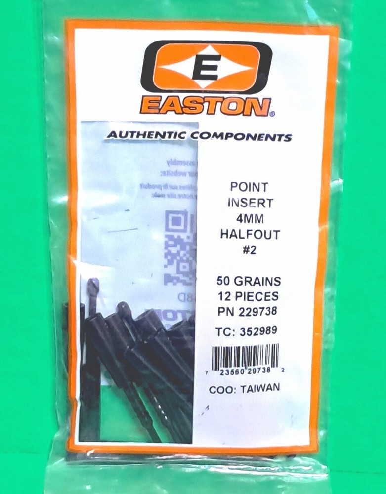 Easton Precision 4mm Halfout Point Inserts #2 - 50 grains - New Dozen Pack