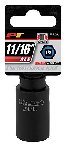 Performance Tool M805 1/2 Dr. 11/16 6-Point Impact Socket
