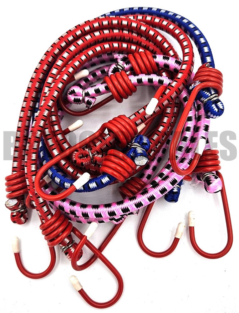 6pc Multicolor Bungee Cord Tie Down Set 18" 24" 30" Straps 2 Hook End