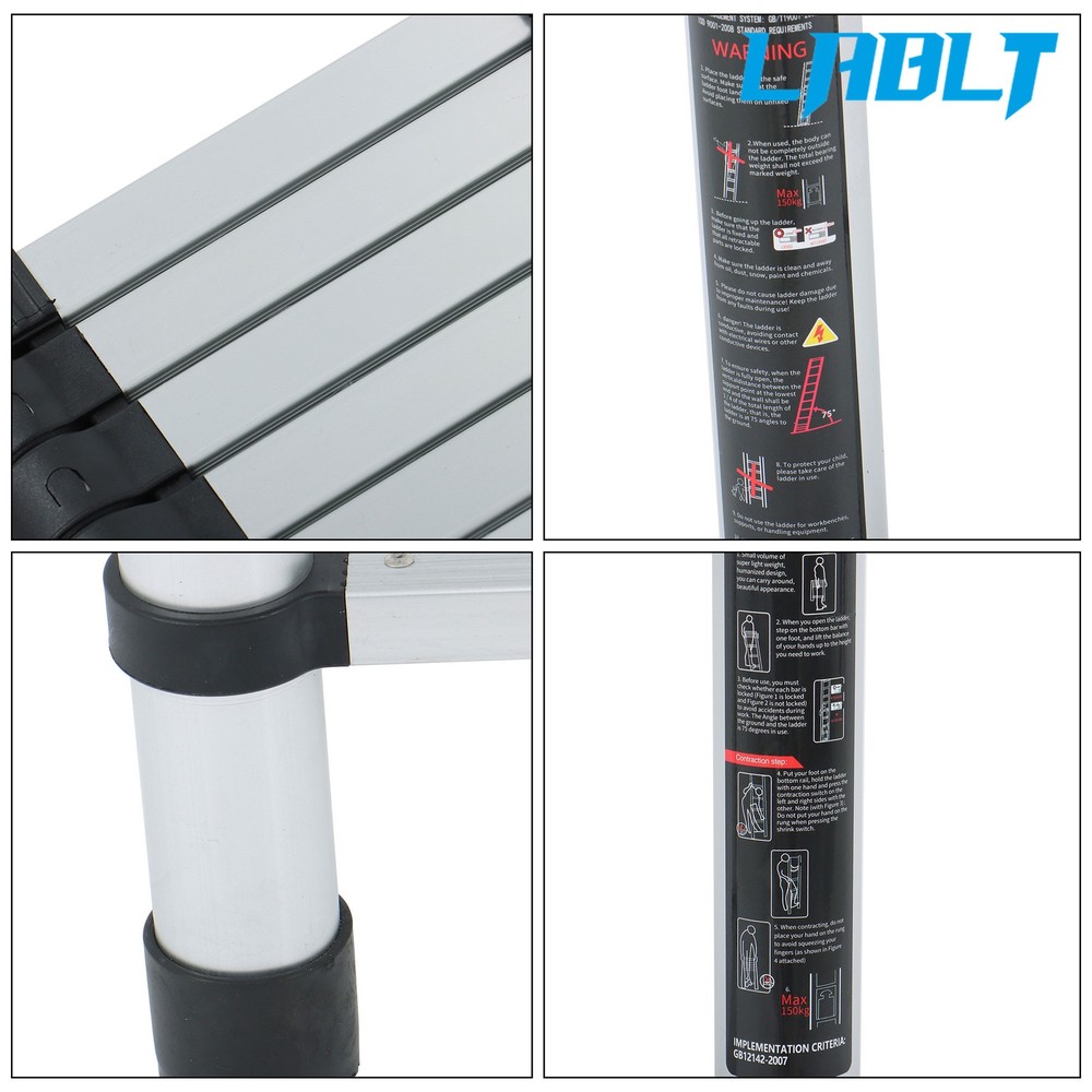 LABLT 8.5 FT Multi-Purpose Extension Ladders Collapsible Aluminum Telescoping