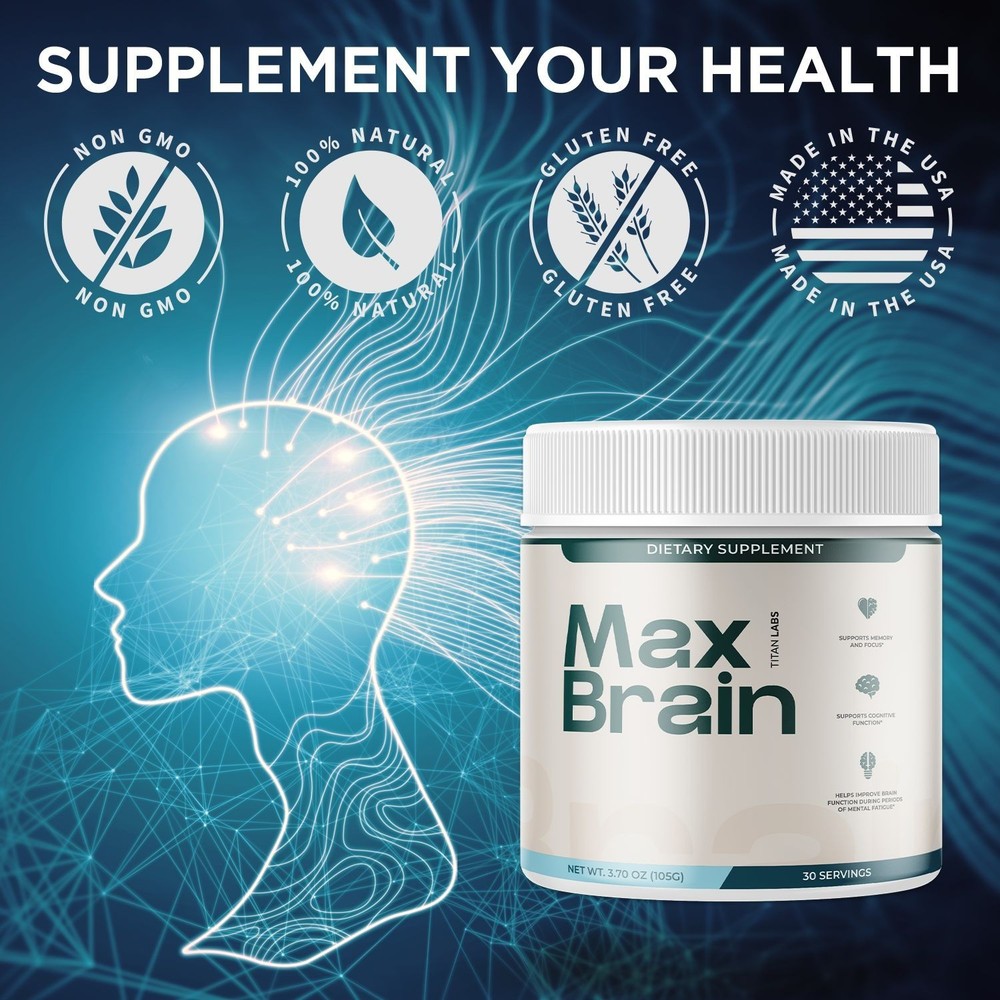 (5 Pack) Max Brain Powder Natural Brain Support Supplement MaxBrain 150 Servings