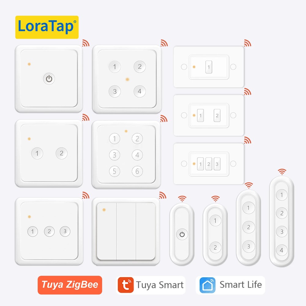 LoraTap ZigBee 3.0 Wireless Remote Control for Tuya Smart Life App 1-6 Button