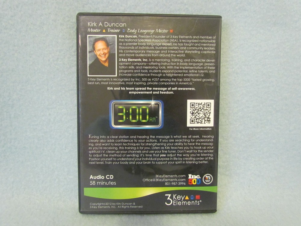 3 AM Audio CD by Kirk Duncan 3 Key Elements Life Coaching