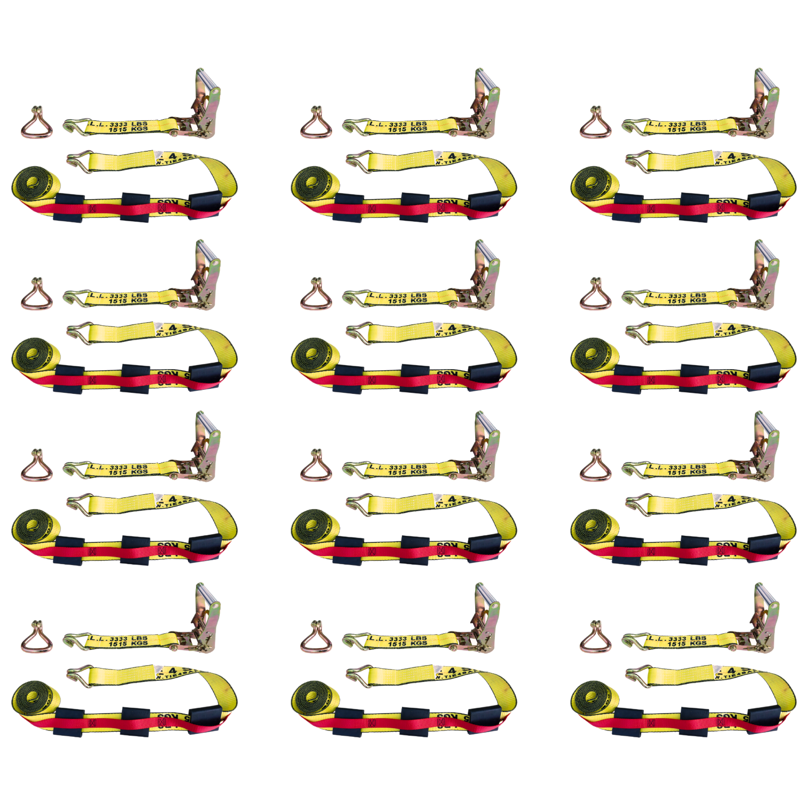 USA 12Pack 2"x10' Over Tire Car Hauler Truck Trailer Auto Ratchet Tie Down Strap