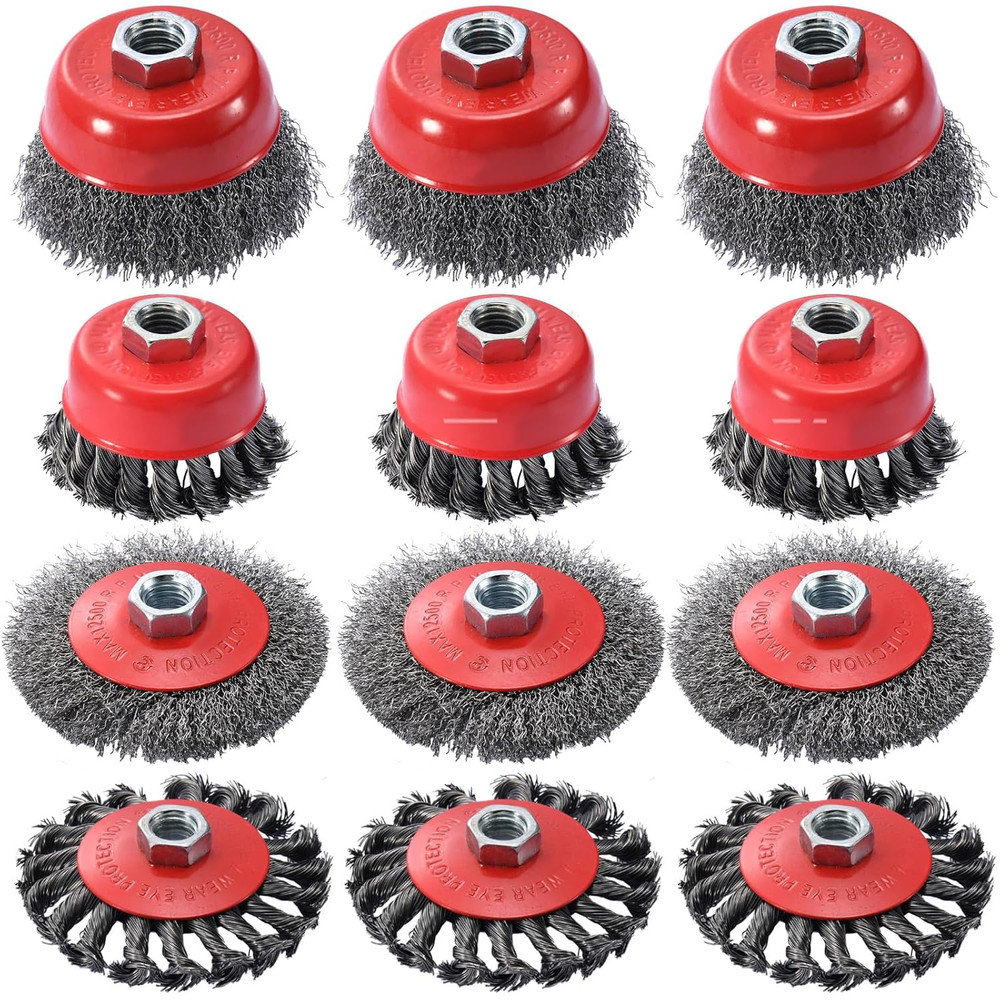 12 Pack Wire Wheel for Angle Grinder Set,4-1/2" Angle Grinder Wire Wheel & Wire